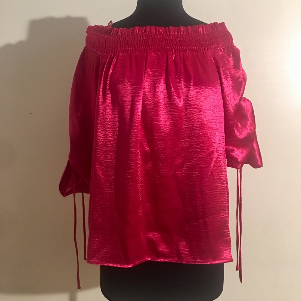Red silk satin top